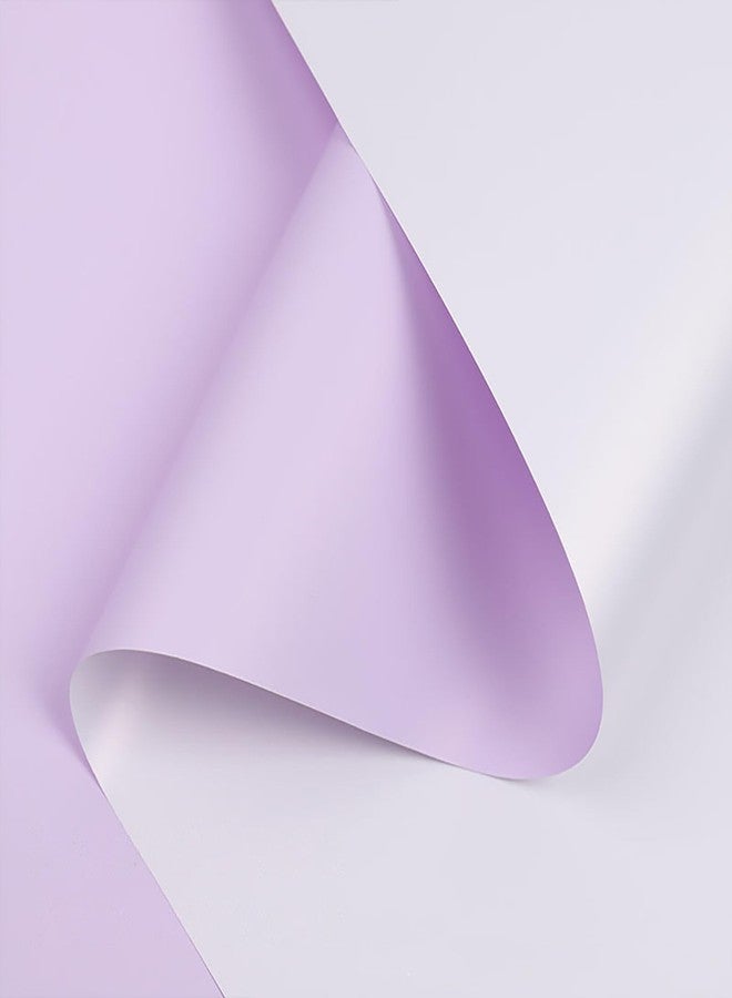 زويو ورق تغليف الزهور من زويو، ورق تغليف باقات الزهور ذو وجهين، تغليف زهور لحفلات الزفاف وأعياد الميلاد والخطوبة وهدايا التخرج، اصنعها بنفسك (أرجواني فاتح وأبيض، 20 ورقة) - Image 3